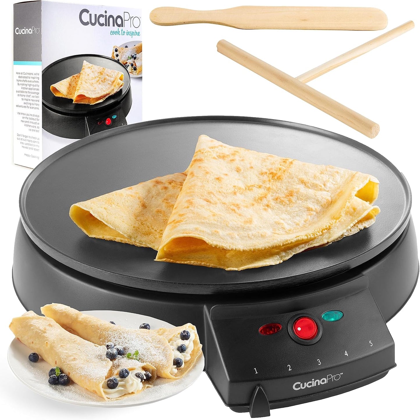 CucinaPro 12 Dual-Use Griddle & Crepe Maker - Non-Stick & Portable!
