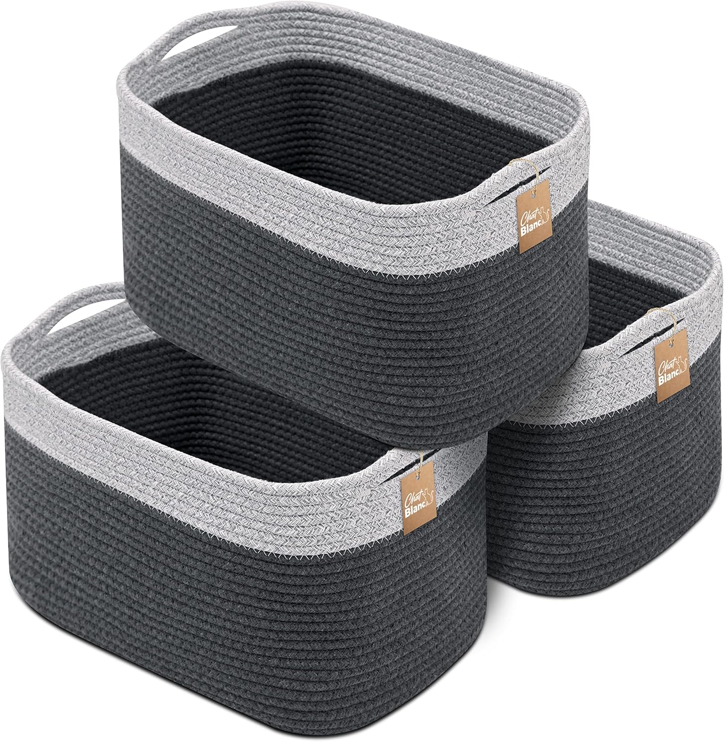 CHAT BLANC Cotton Rope Baskets for Organizing and Storage