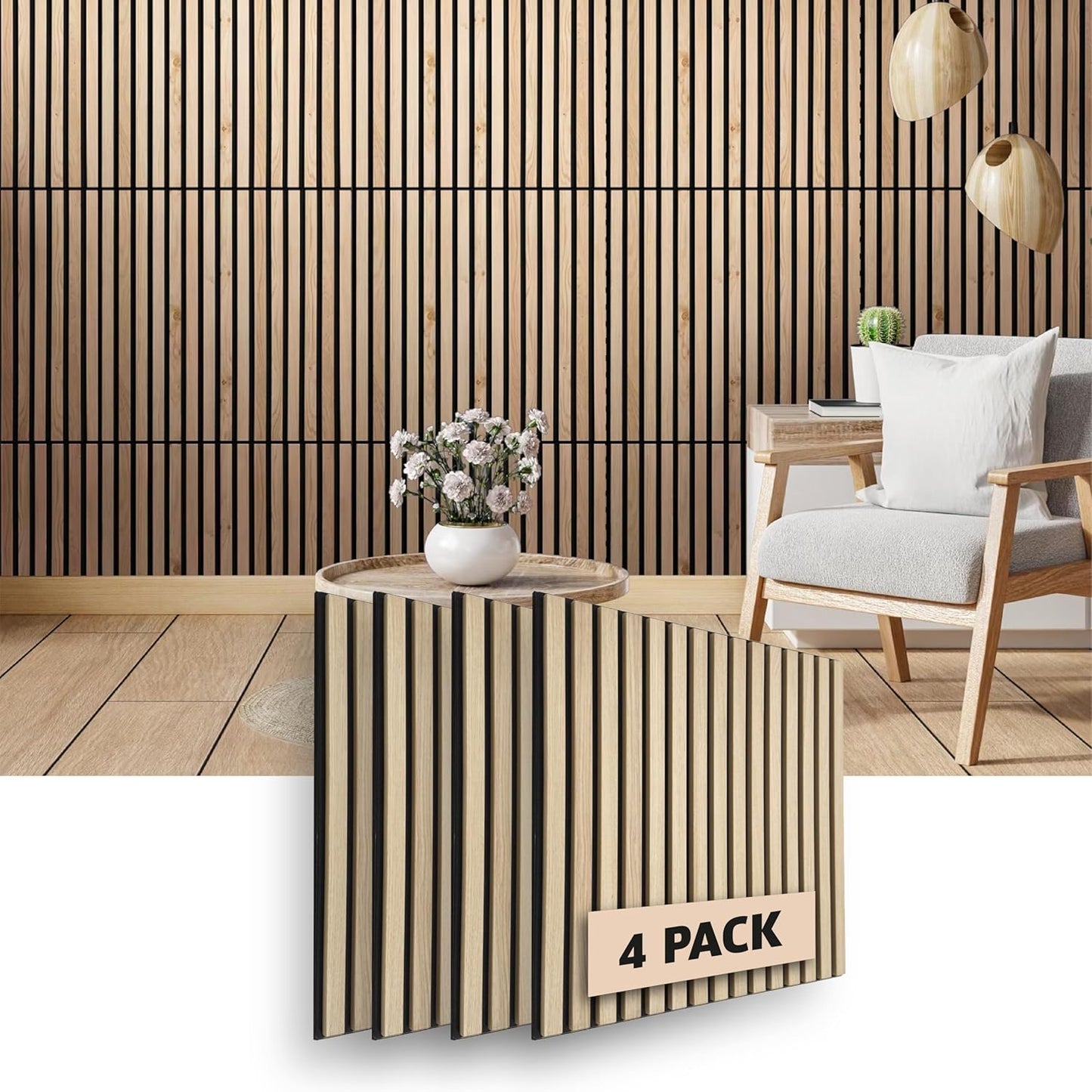 4 Pack Classic Oak Soundproof Wall Panels for Modern Spaces