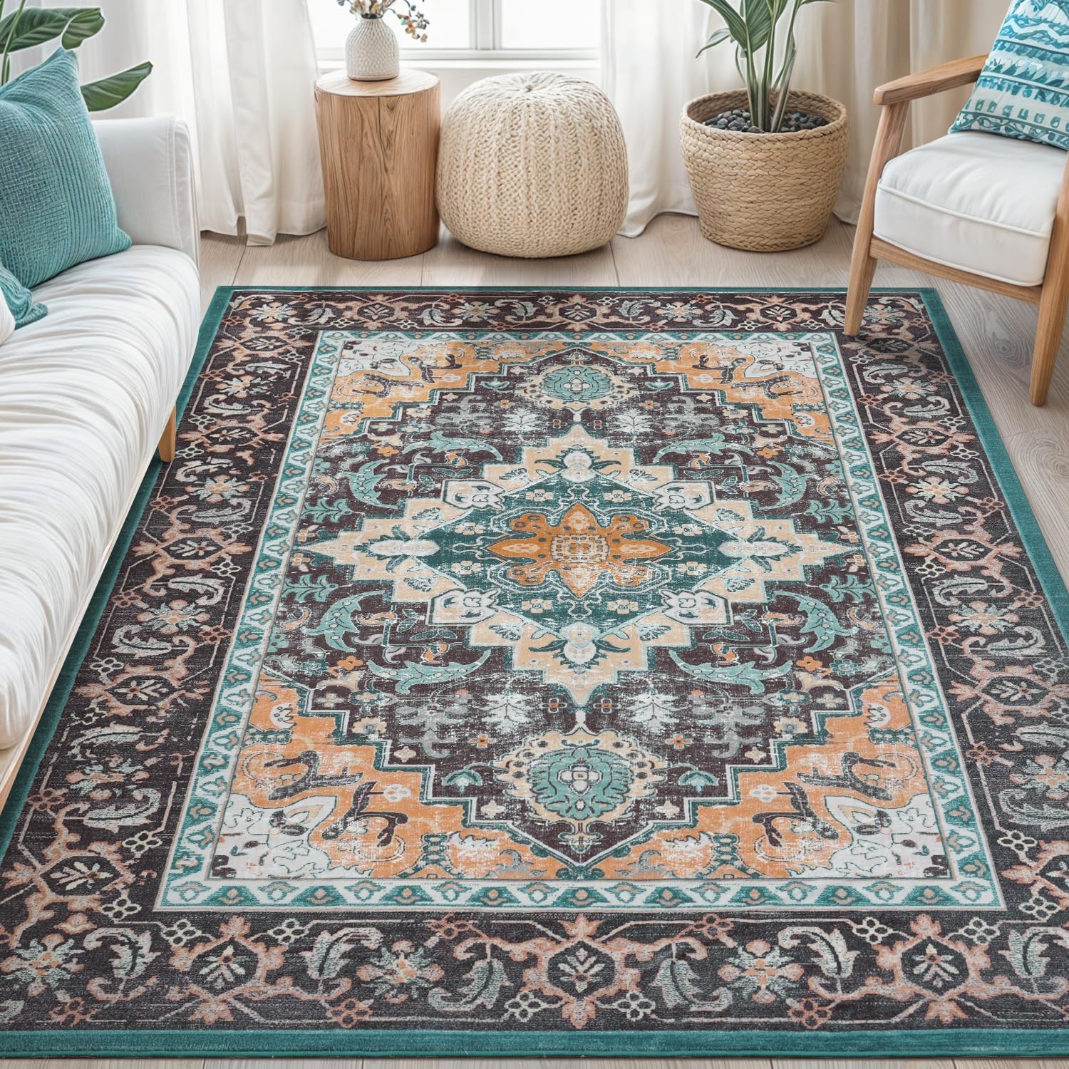 Lofus 5x7 Area Rugs for Living Room, Vintage Boho Carpet