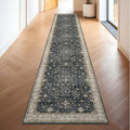 Black Boho Washable 2x10 Hallway Runner Rug - Extra Long Runner