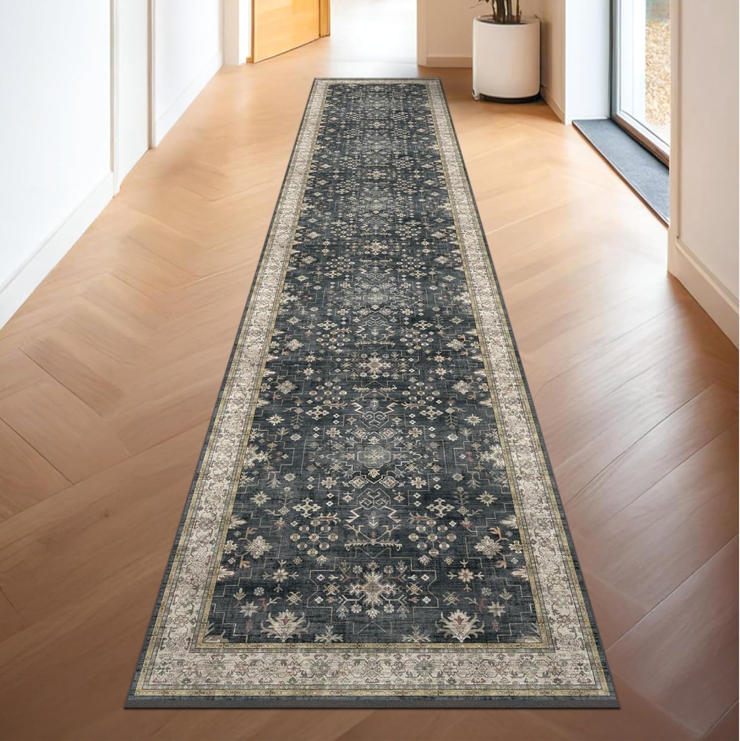 Black Boho Washable 2x10 Hallway Runner Rug for Every Space