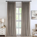 Vision Home Mocha Tan Velvet Pinch Pleated Blackout Curtains 108in