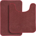 Bathroom Rugs Set 2 Pieces Red - Thin Quick Dry Non-Slip Mats
