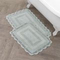 Absorbent Crochet Bath Mat 2-Piece Set - Reversible Cotton Sage