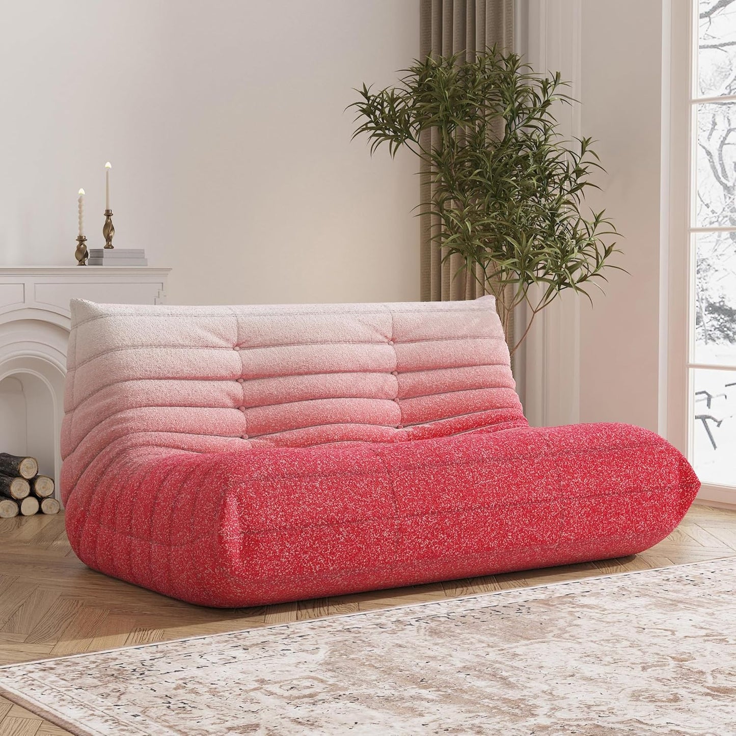 Bean Bag Chair Loveseat for Adults - Cozy Fireside Sofa