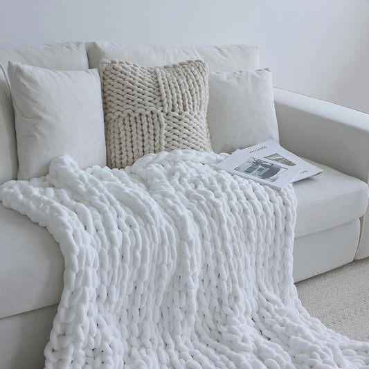 Maetoow Chenille Chunky Knit Blanket Throw for Cozy Comfort