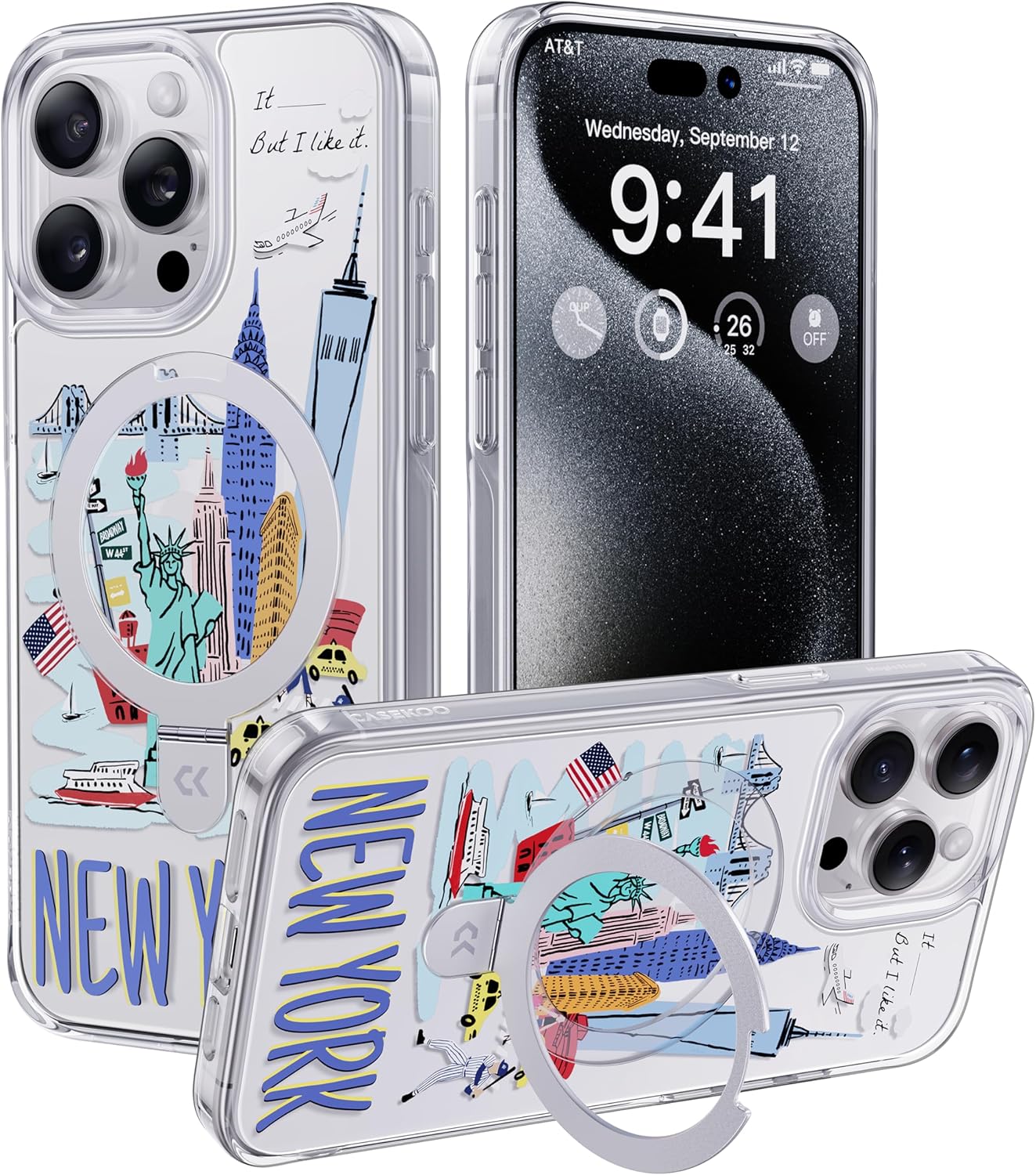 CASEKOO New York Phone 14 Pro Case with Magnetic Stand