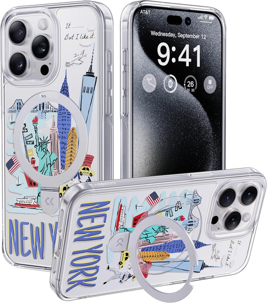 CASEKOO New York Phone 14 Pro Case with Magnetic Stand