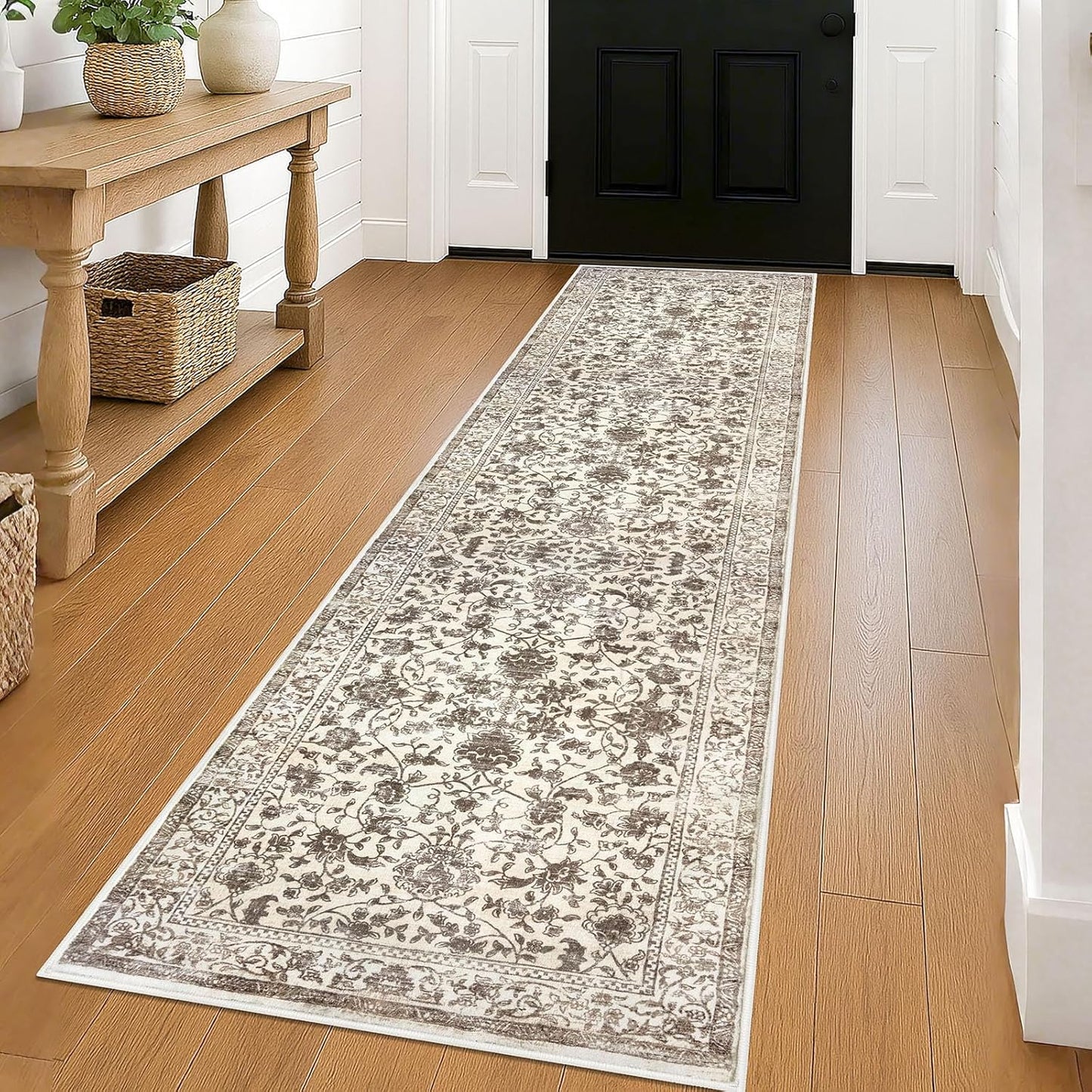 KILOCOCO Hallway Runner 2x8 Rug for Vintage Floral Style