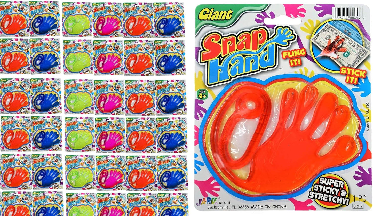 JA-RU Giant Sticky Hands Bulk Pack for Kids Party Favors