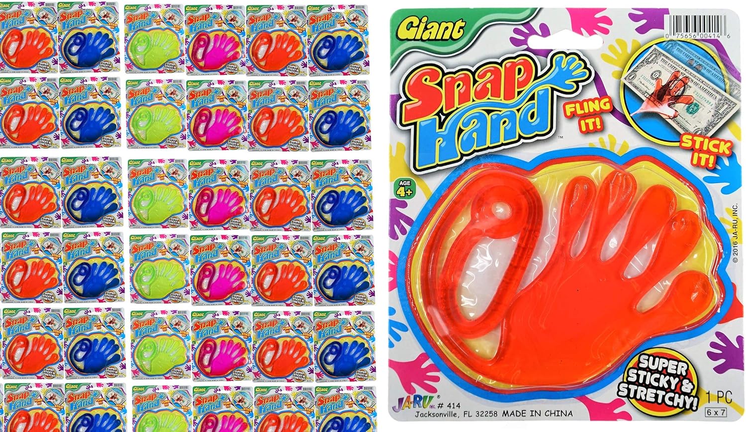 JA-RU Giant Sticky Hands Bulk Pack for Kids Party Favors