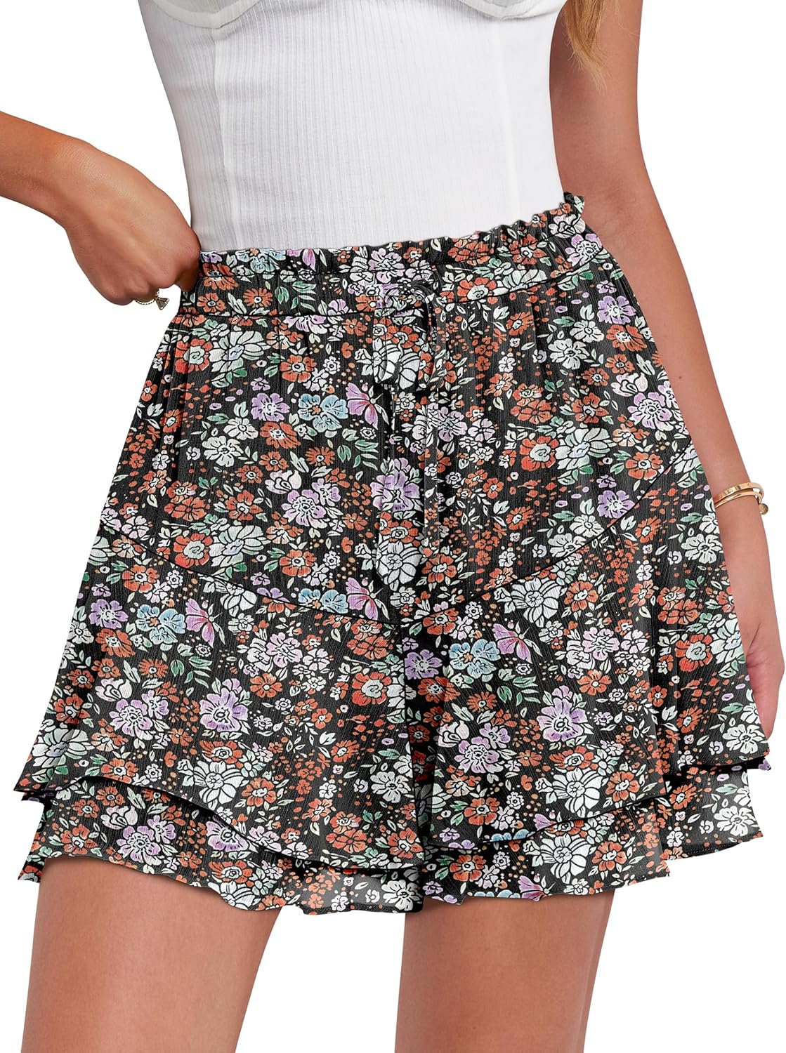 Caracilia Skorts for Women: Trendy Floral Ruffle Mini Skirts