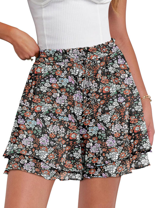 Caracilia Skorts for Women: Trendy Floral Ruffle Mini Skirts