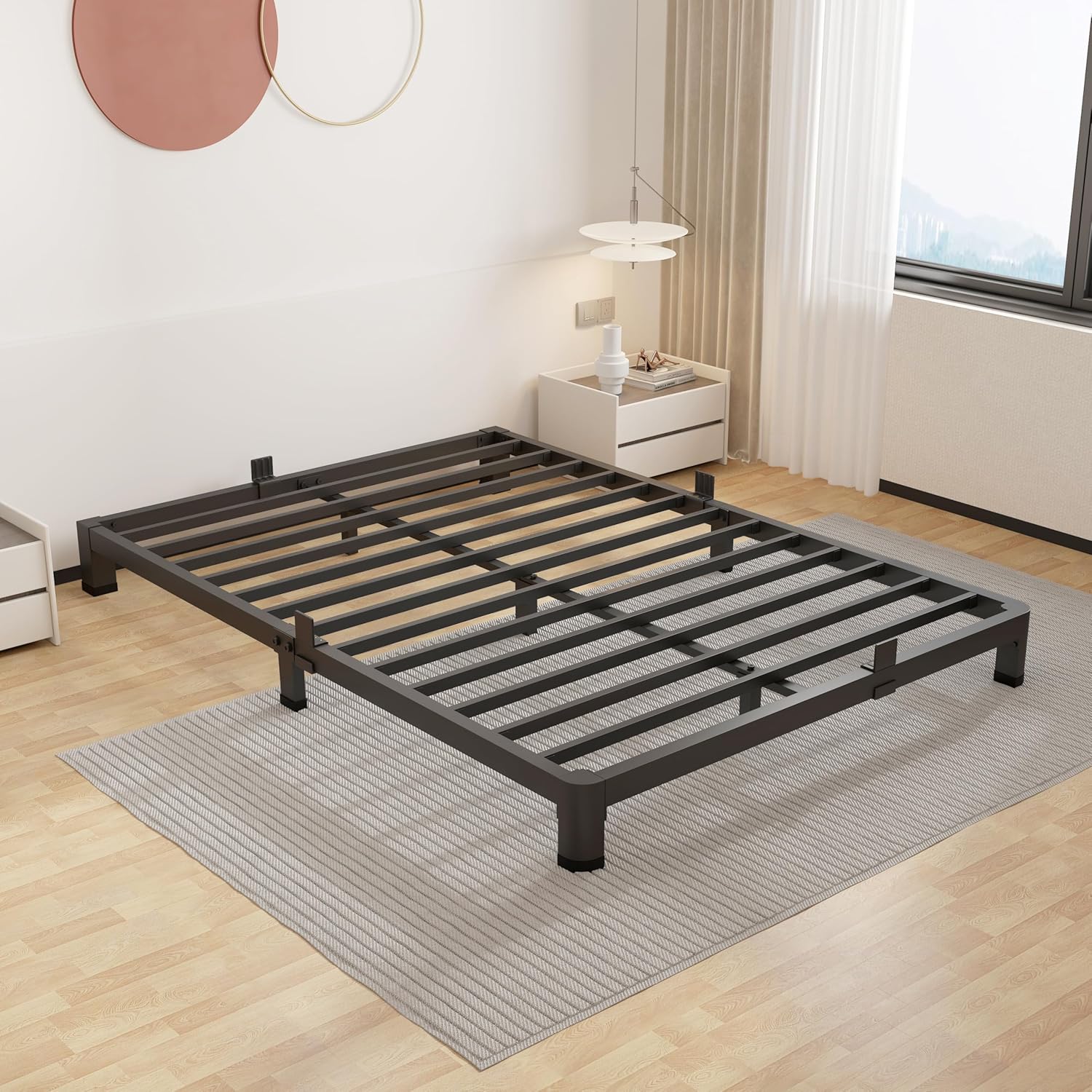ROIL 4 inch Full Size Bed Frame with Heavy Duty Steel Slats