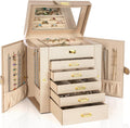 6-Tier Jewelry Box Organizer for Women - Compact Velvet-Lined Case