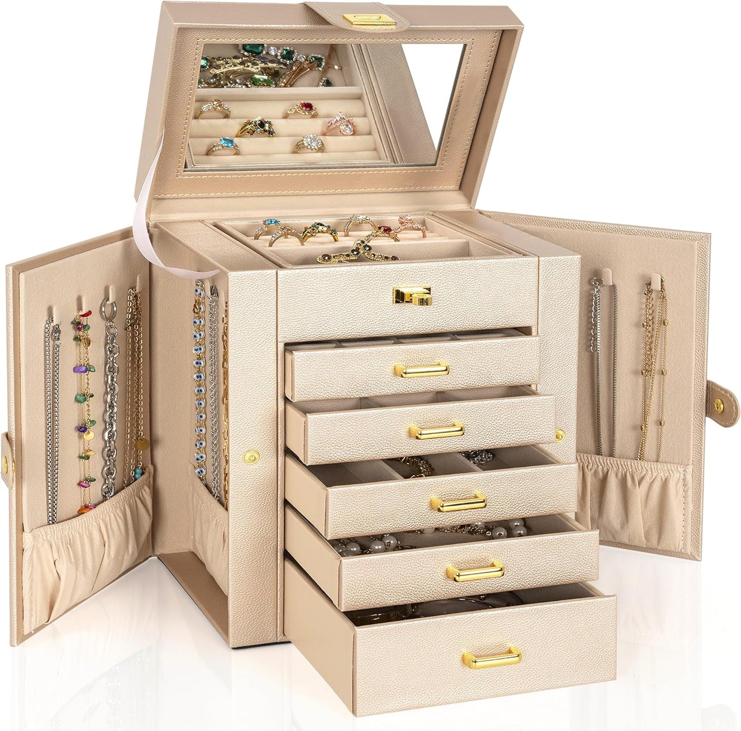 Elegant 6-Tier Jewelry Box Organizer for Women and Girls