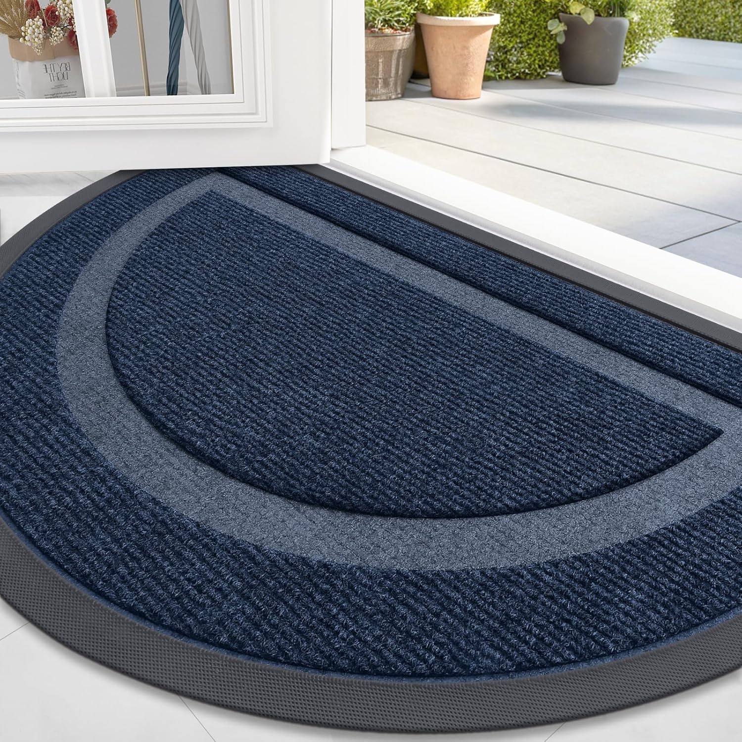 OLANLY Half Circle Door Mat for Indoor Outdoor Use, Waterproof