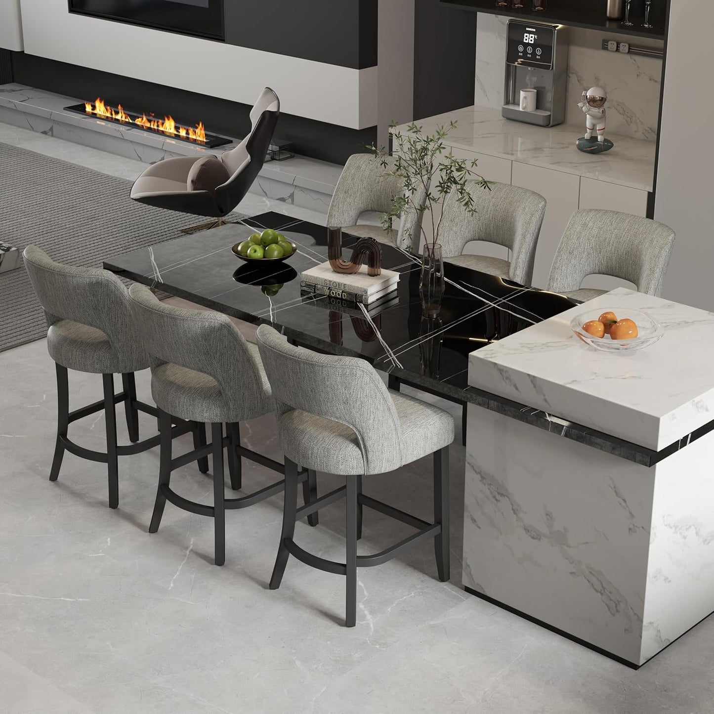 VKNOW Bar Stools Set of 6 for Kitchen Island Dining Room