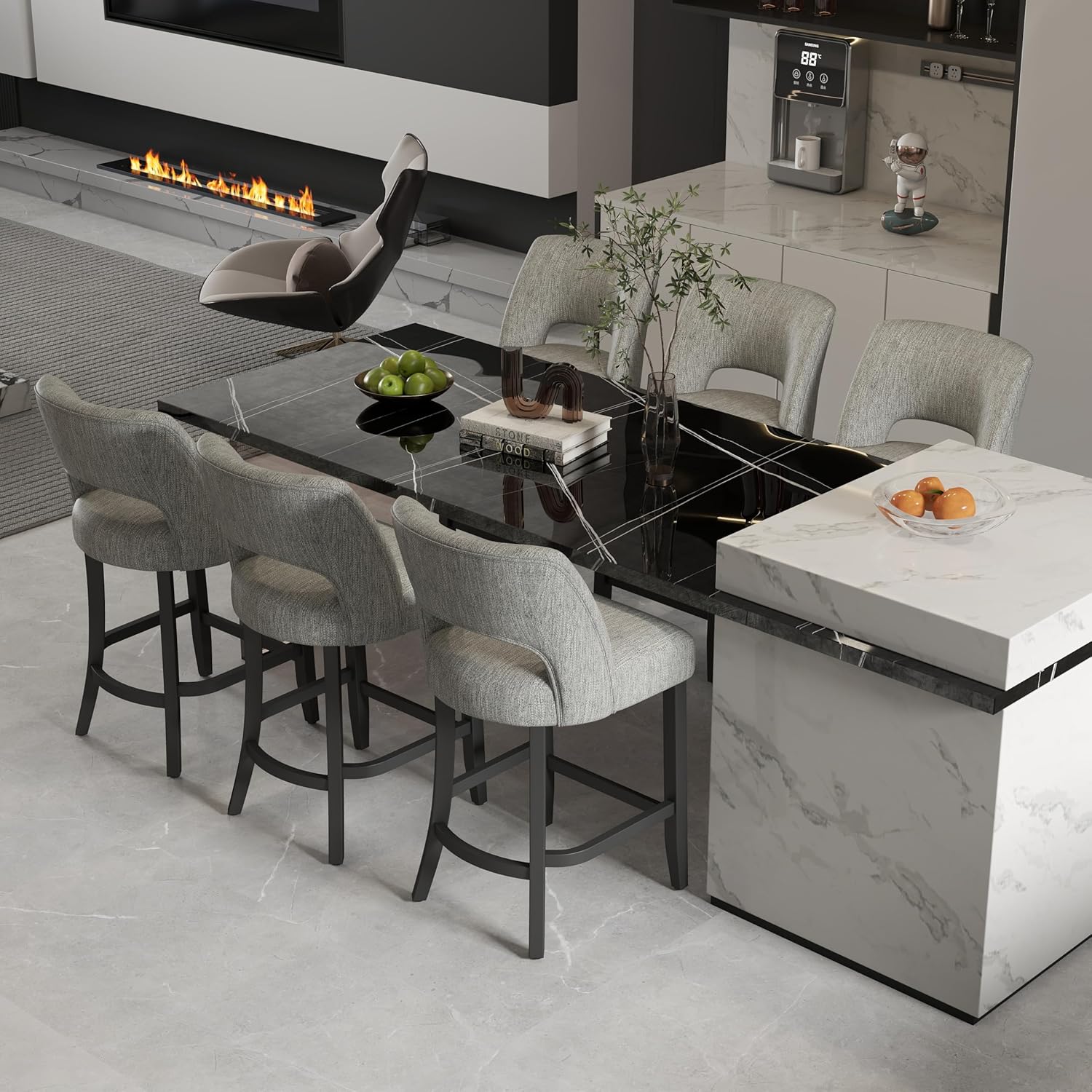 VKNOW Bar Stools Set of 6 for Kitchen Island Dining Room