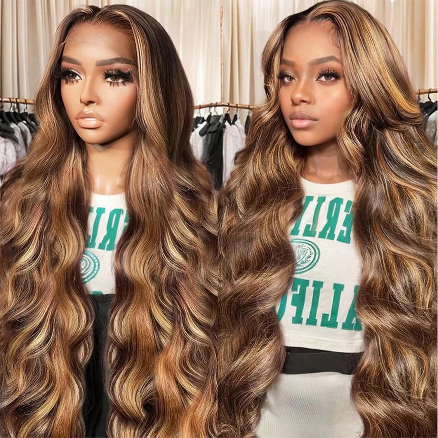 30 Inch Highlight Ombre Lace Front Wig Human Hair for Women