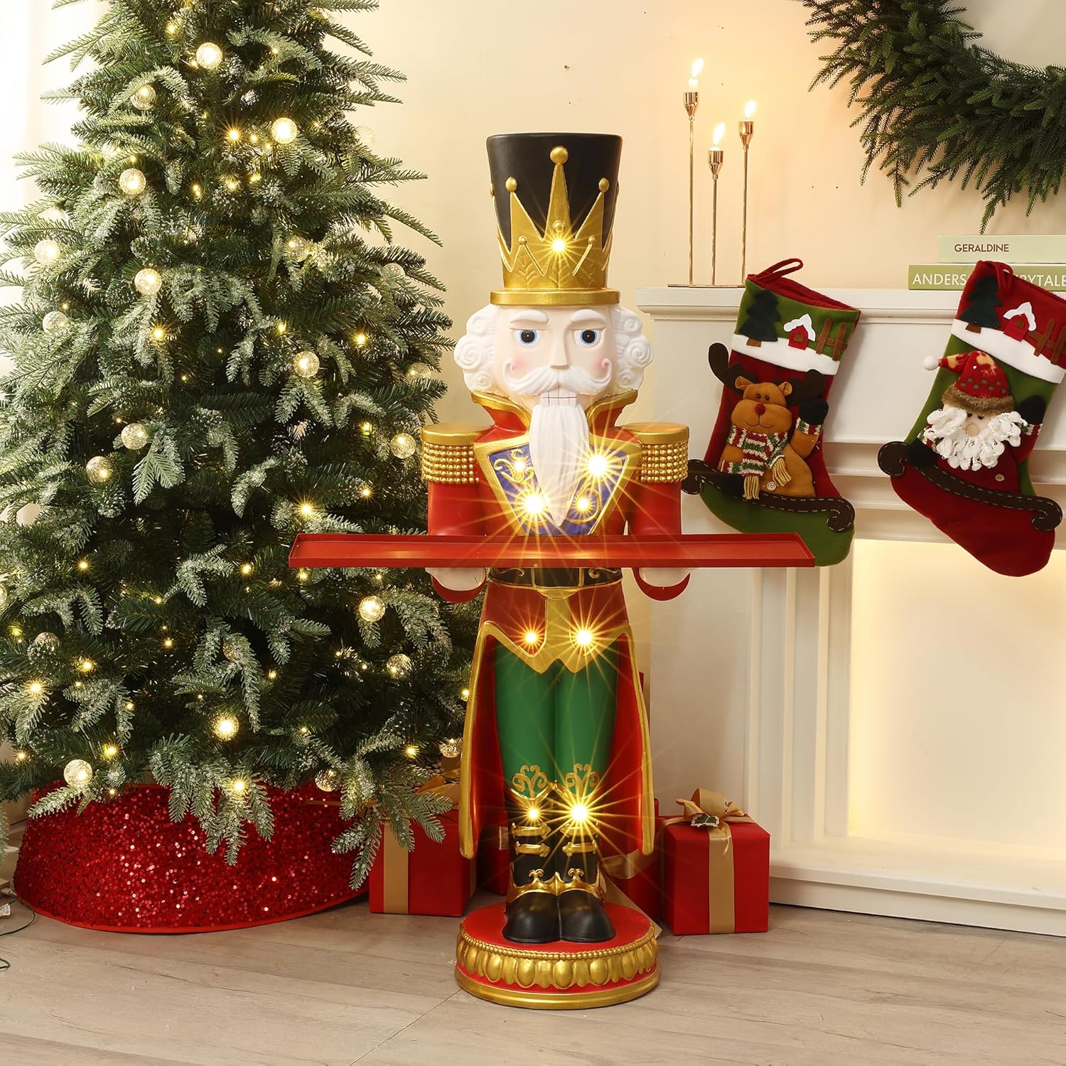 LuxenHome 4FT Tall Nutcracker Christmas Decoration for Holidays