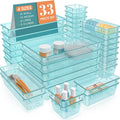 33 PCS Clear Plastic Drawer Organizers Set - Customizable Drawer Trays