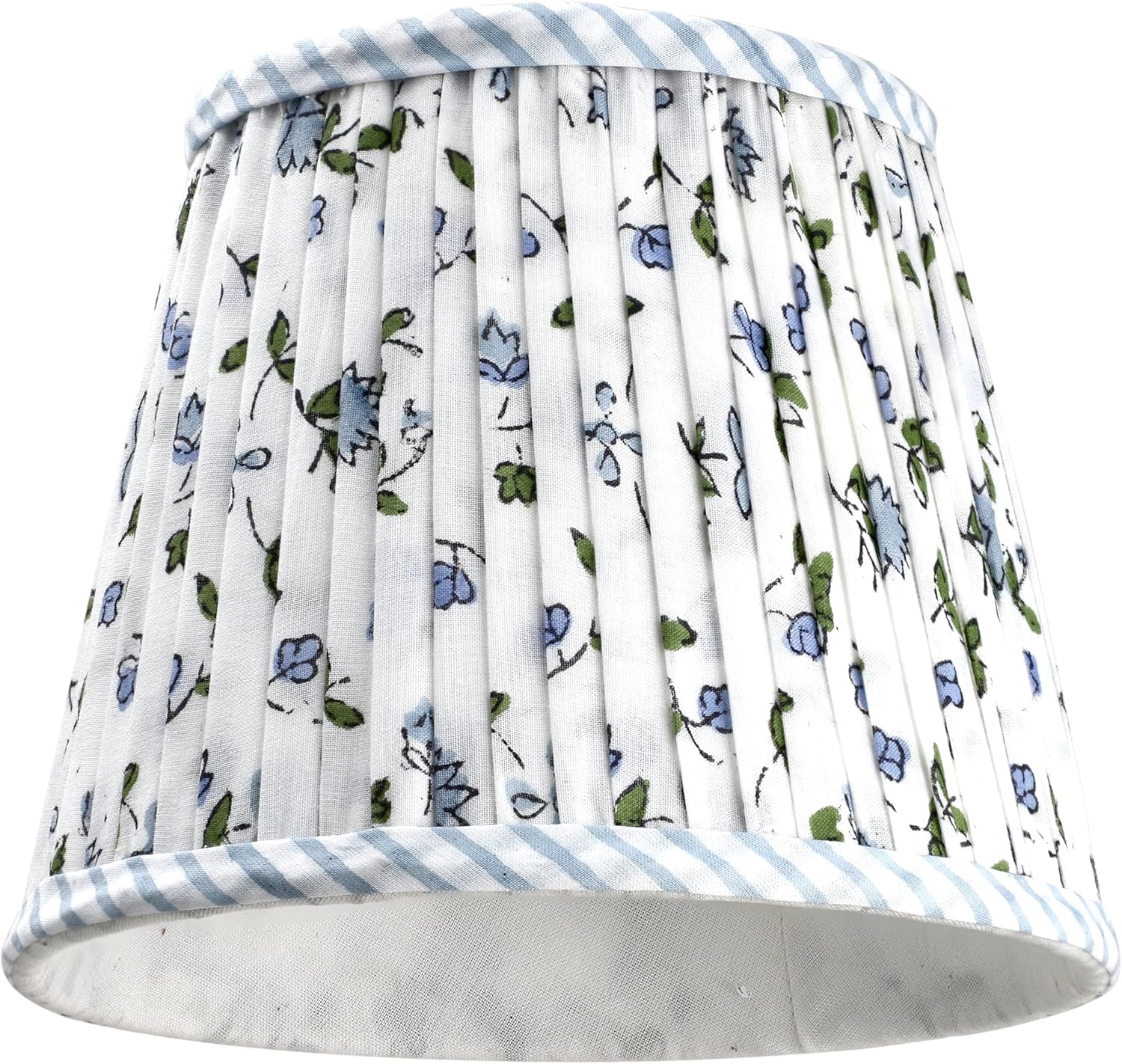 Ridhi Pleated Block Print Lamp Shade in Powder Blue Floral Design