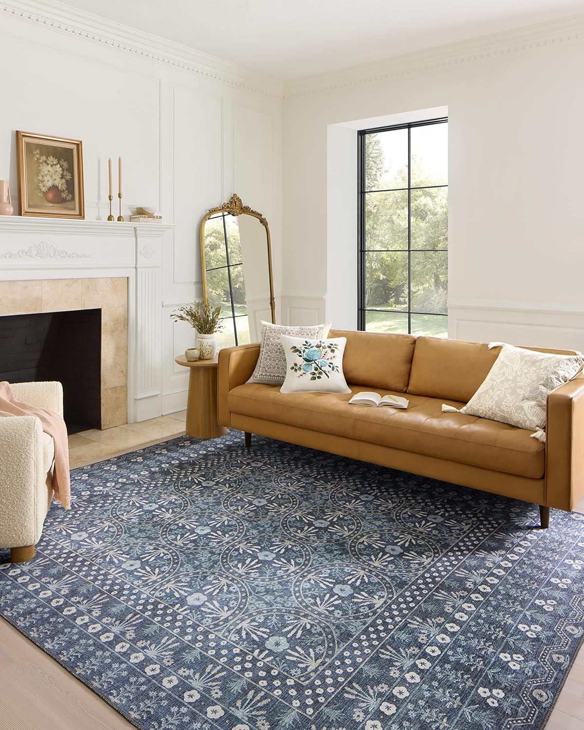 Loloi Rifle Paper Co. Maison Collection Rosette Blue Accent Rug