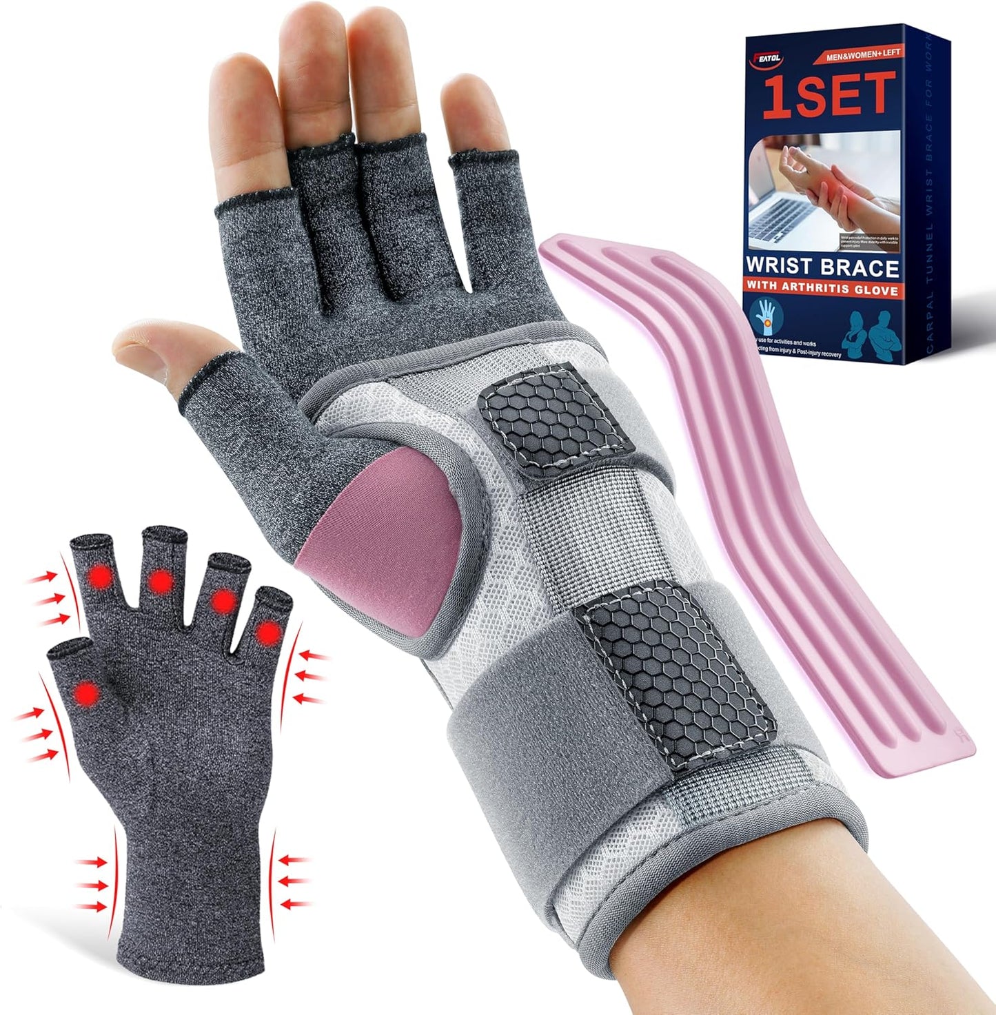 FEATOL Arthritis Glove Set for Pain Relief and Wrist Support