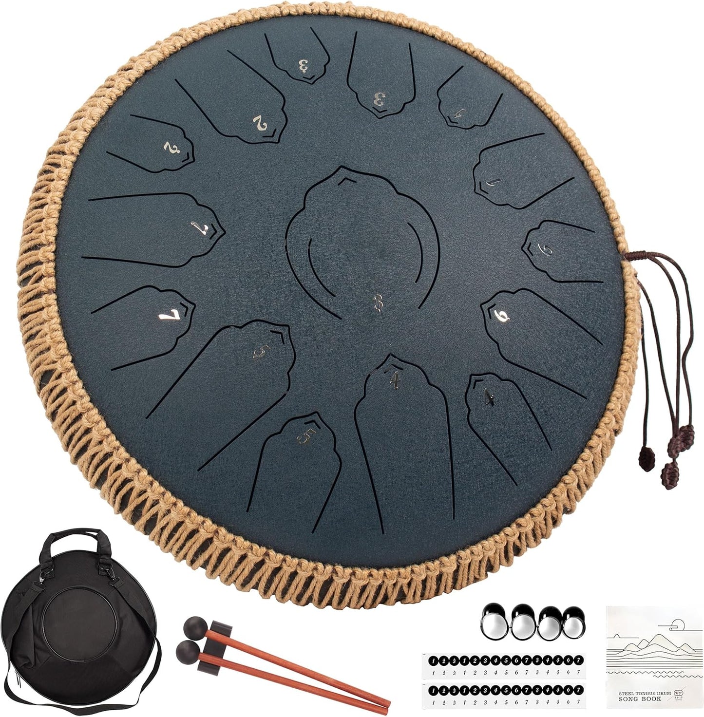 LOMUTY Steel Tongue Drum 15 Notes for Meditation & Yoga