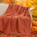 Checkered Chenille Knit Throw Blanket 50in x 60in - Burnt Orange