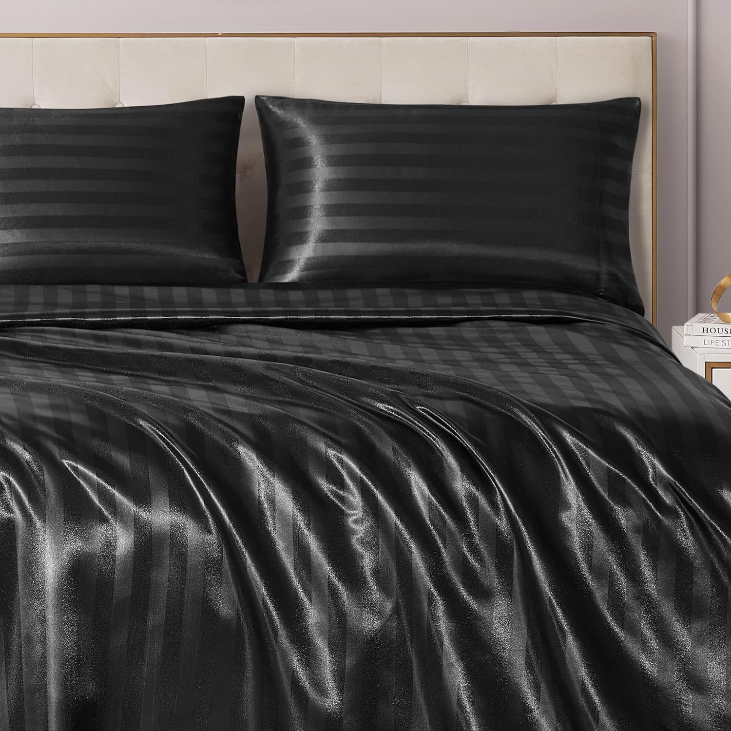 Juicy Couture Silky Satin Damask Sheet Set for Luxurious Sleep