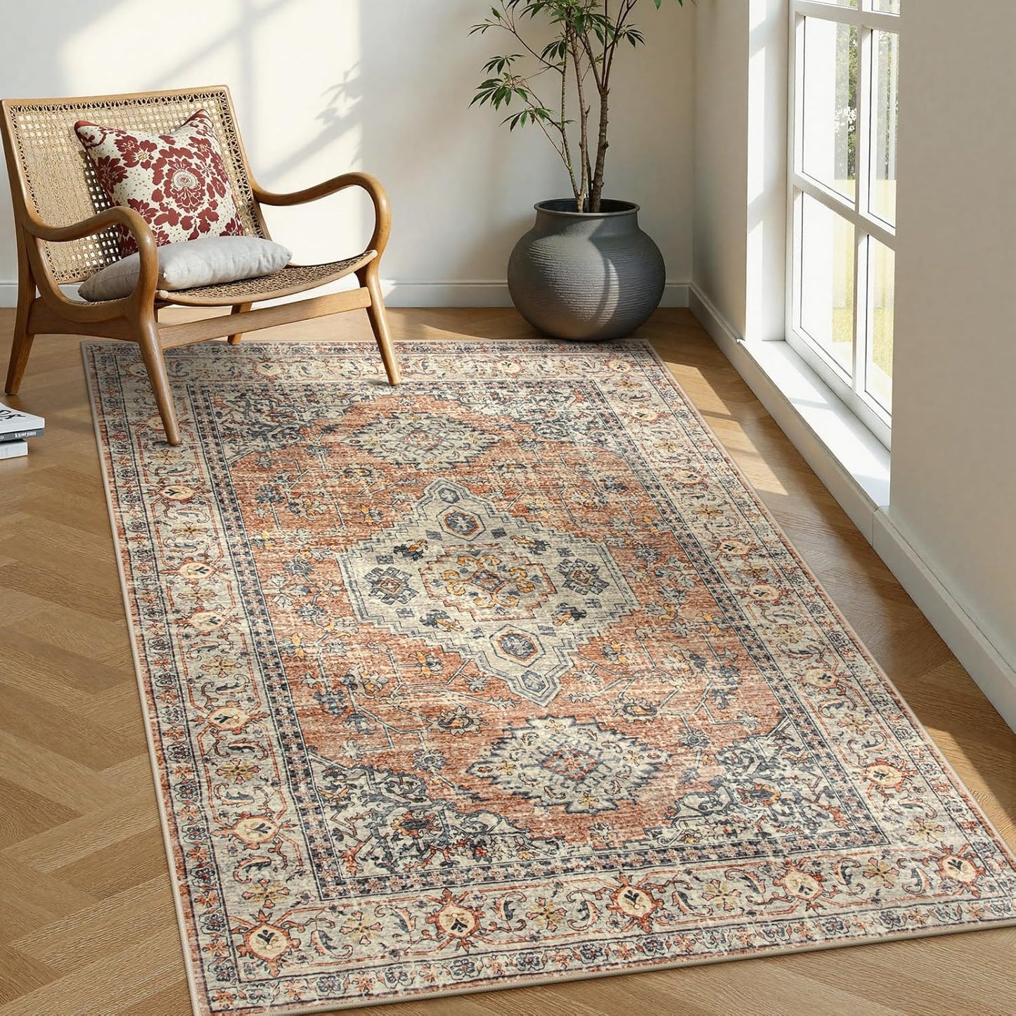 Lahome Oriental Washable Rugs for Living Room and Bedroom