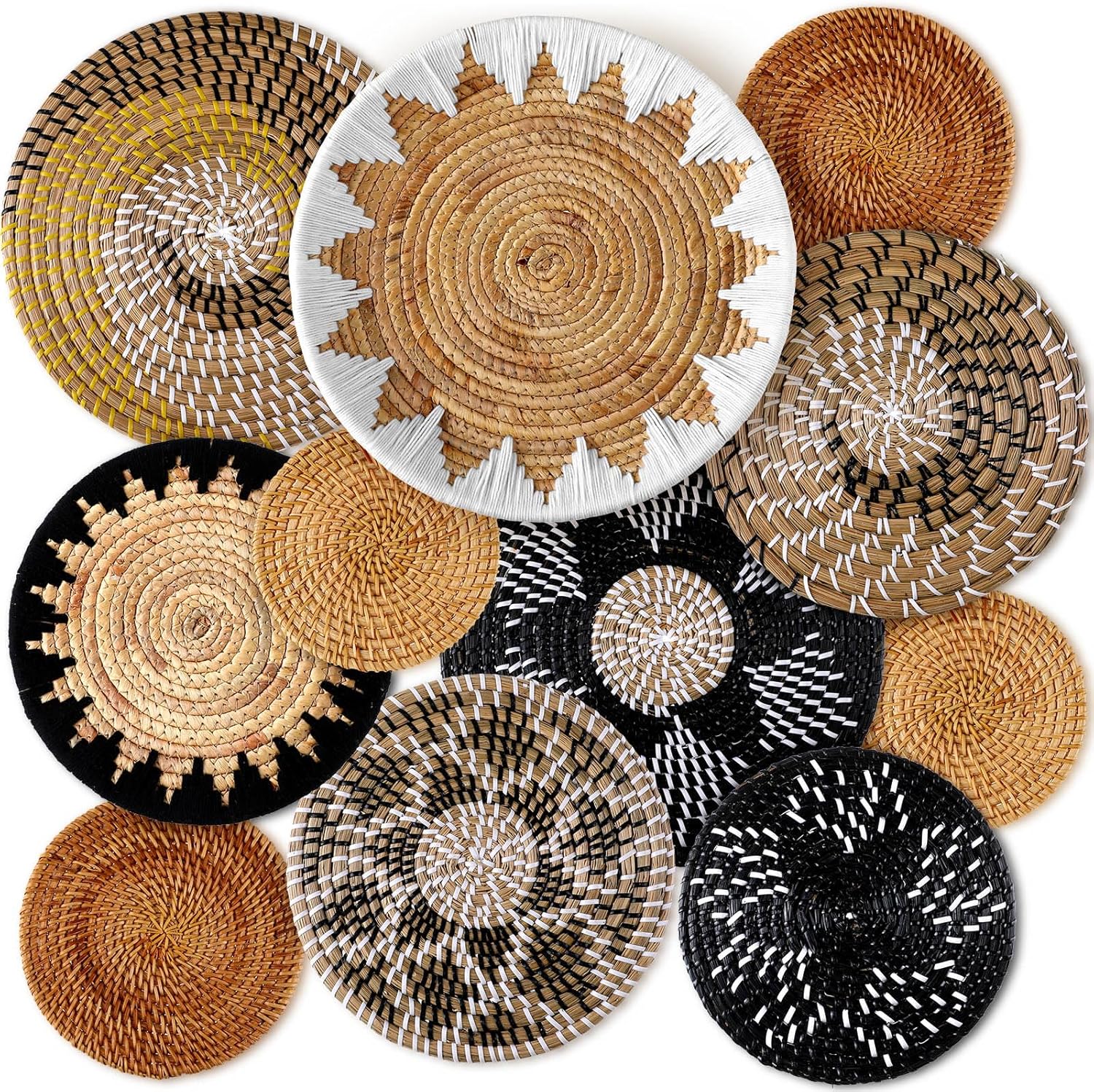 Boho Hanging Wall Basket Decor Set for Rustic Home Style