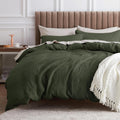 Bedsure Cotton Duvet Cover Full - 100% Cotton Waffle Weave Olive Green