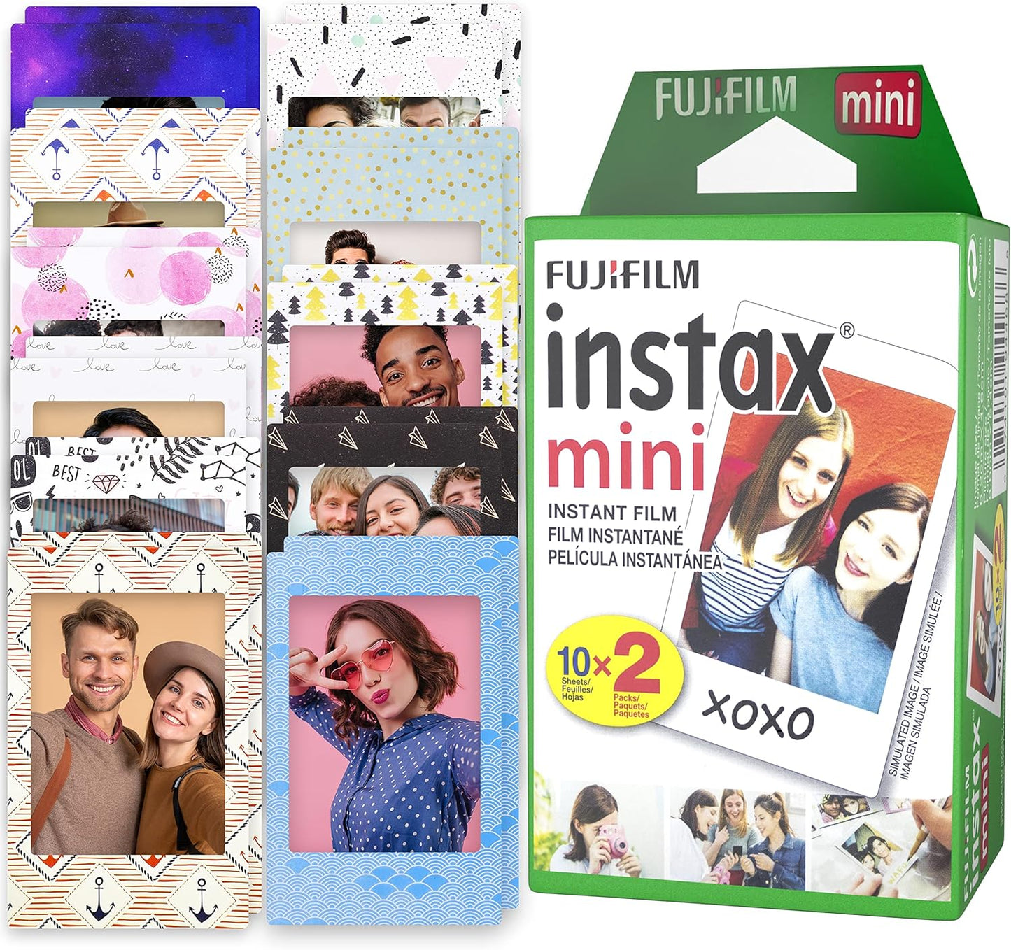 Fujifilm Instax Mini Film Twin Pack with Colorful Sticker Frames