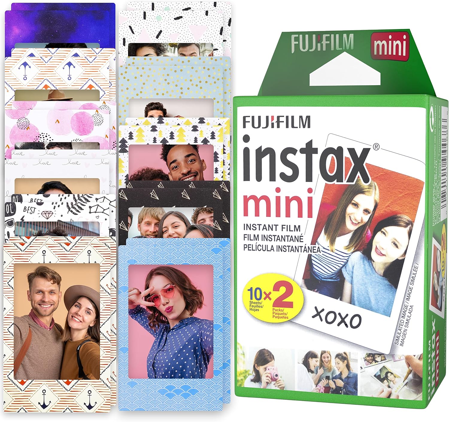 Fujifilm Instax Mini Film Twin Pack with Colorful Sticker Frames