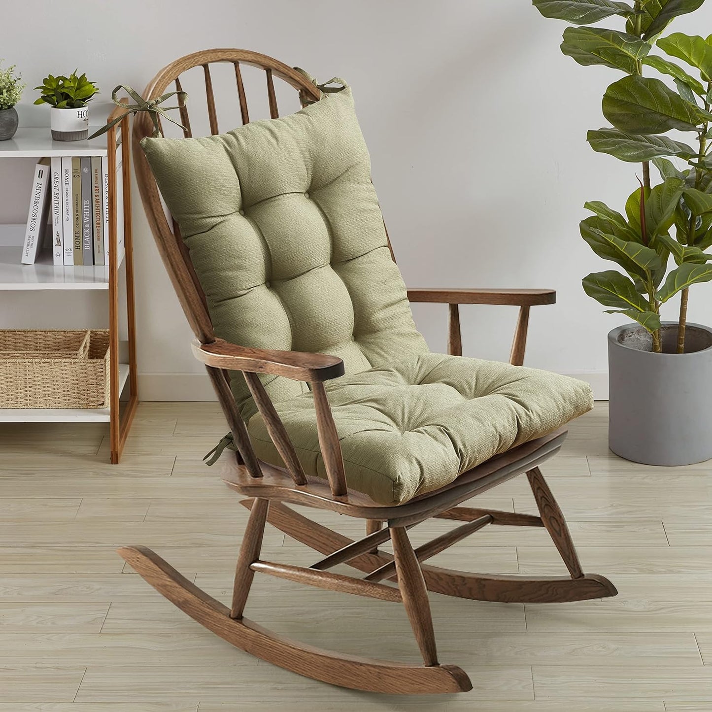 Premium Tufted Rocking Chair Cushion Set - Non-Skid with Ties