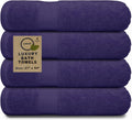 Luxury Cotton Bath Towels Set of 4 (27 x 54) Purple - Super Soft