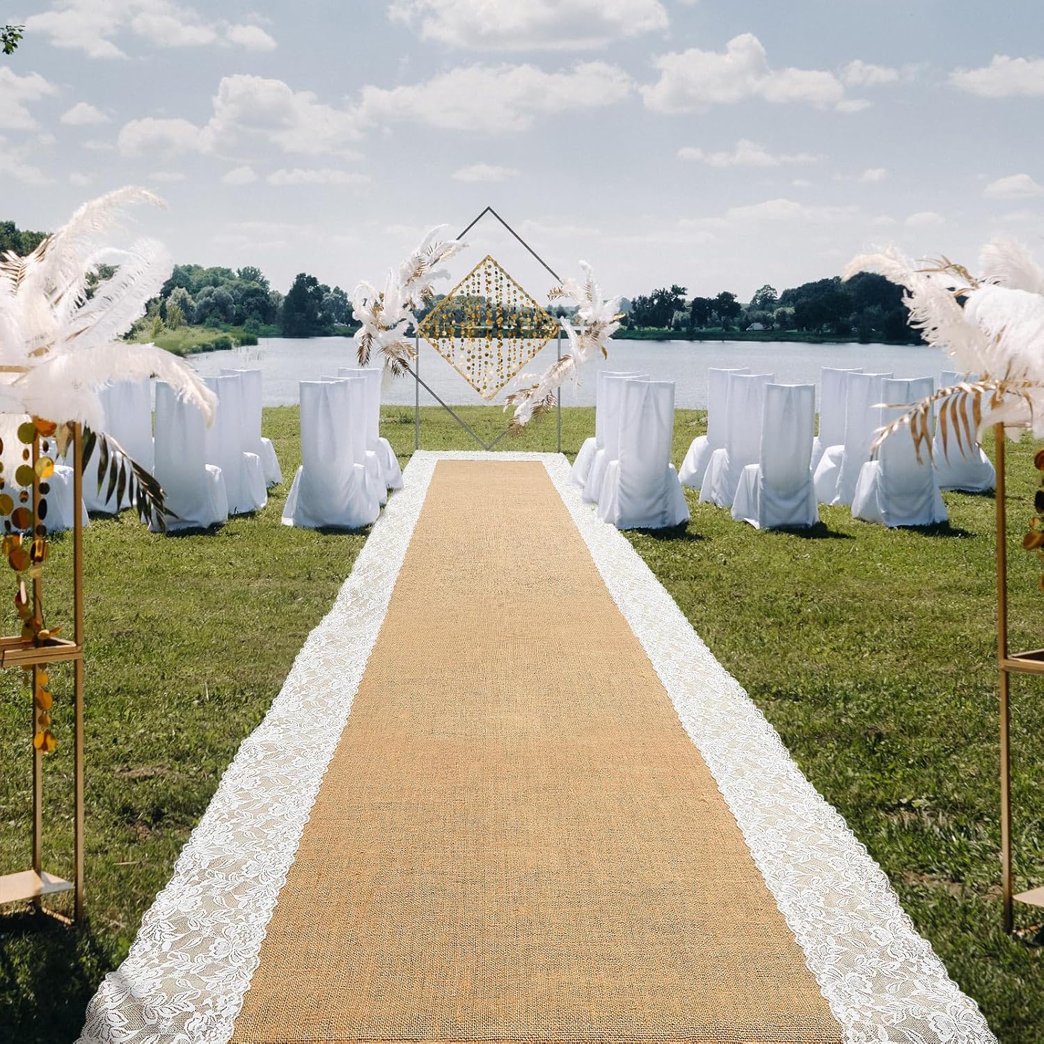 Natural Burlap Wedding Runner Aisle Outdoor for Rustic Charm