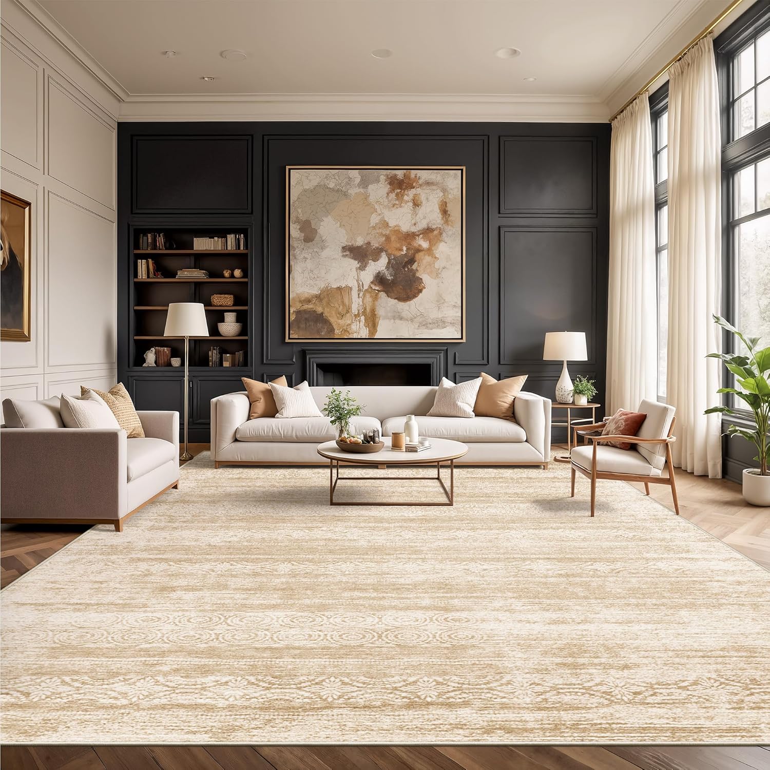 8x10 Area Rug for Living Room - Soft Thin Non-Shedding Carpet