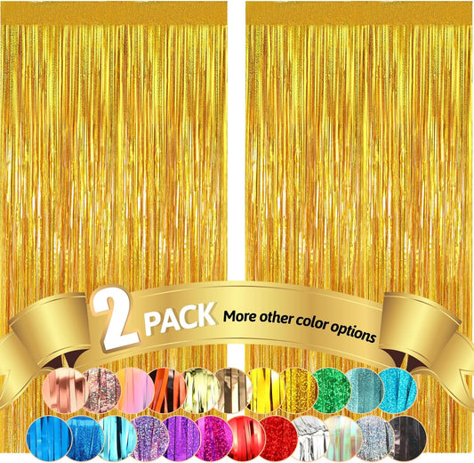 Sparkling Gold Party Streamers 3.3x8.3Ft 2Pk