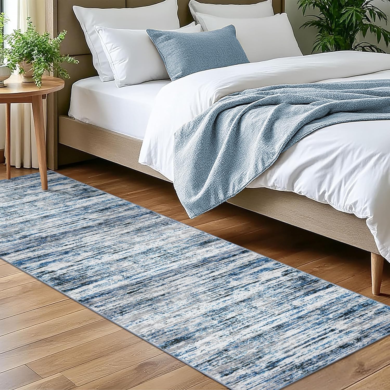 Lansny Modern Abstract Bedroom Runner Rug 2x7 for Home