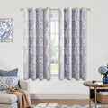 KOUFALL 52x45 in Navy Blue Grommet Damask 100% Blackout Curtains