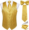 DiBanGu Men's Silk Paisley Vest and Necktie Set - Complete 6PC