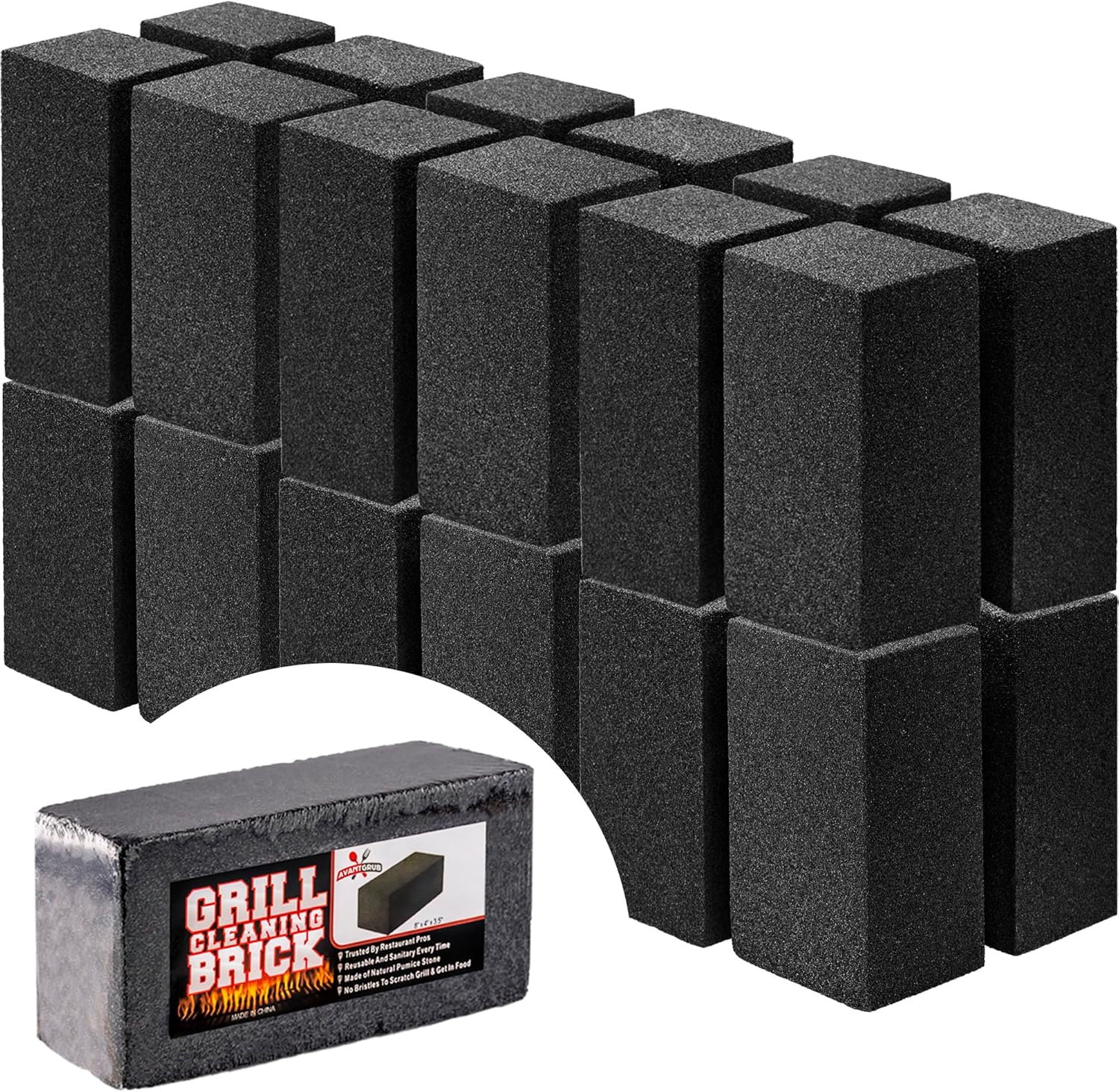 Commercial Grade Grill Cleaning Brick 24 Pack for Safe Cleaning