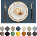 Vinyl Placemats Set of 6 - Heat Resistant, Waterproof Faux Leather