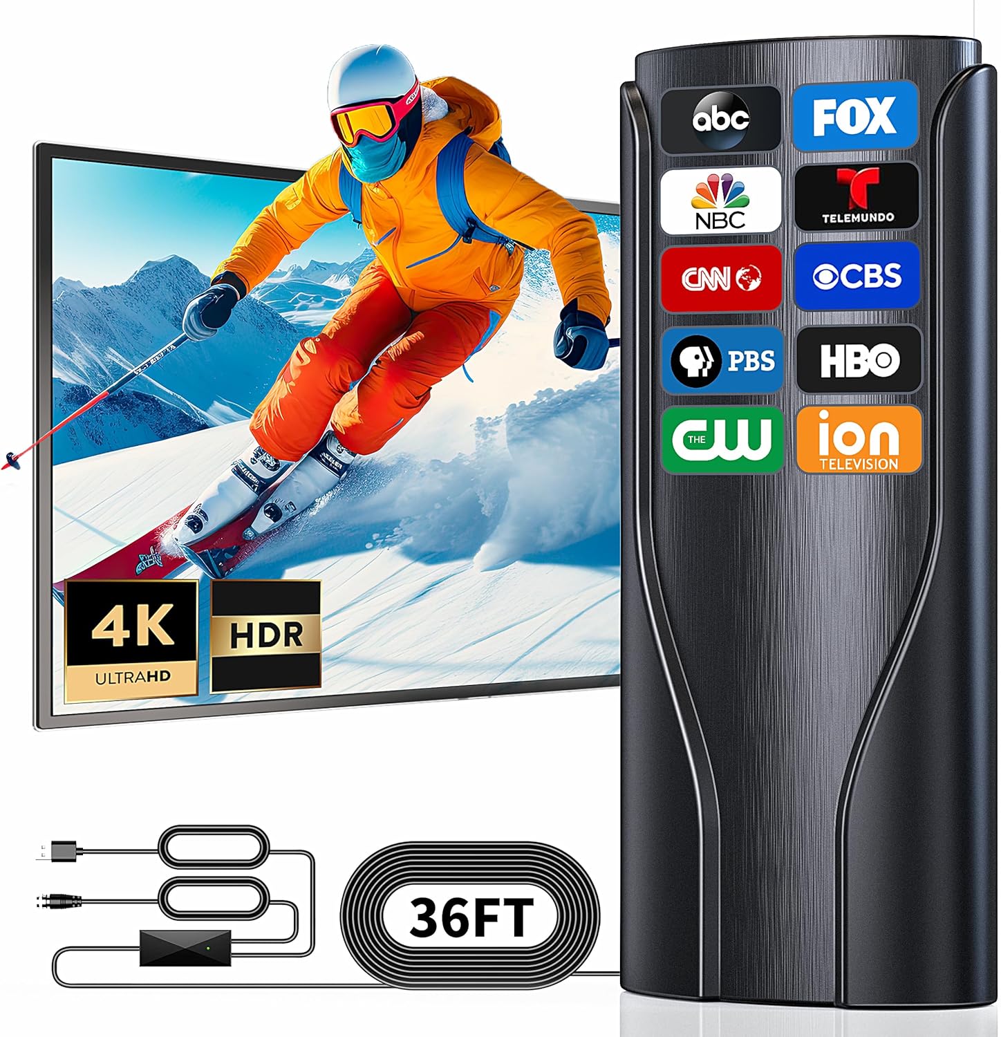 2200+ Miles Long Range Digital HD TV Antenna for Local Channels