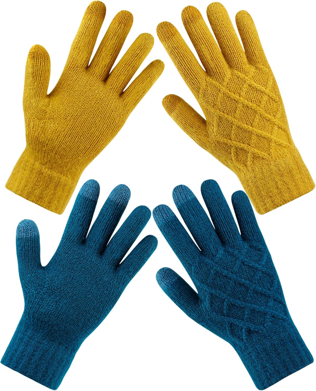 Touch Screen Knit Gloves x2 - Warm & Stylish